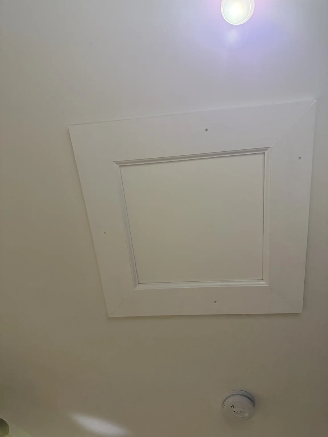 Finished ceiling access panel with trim
