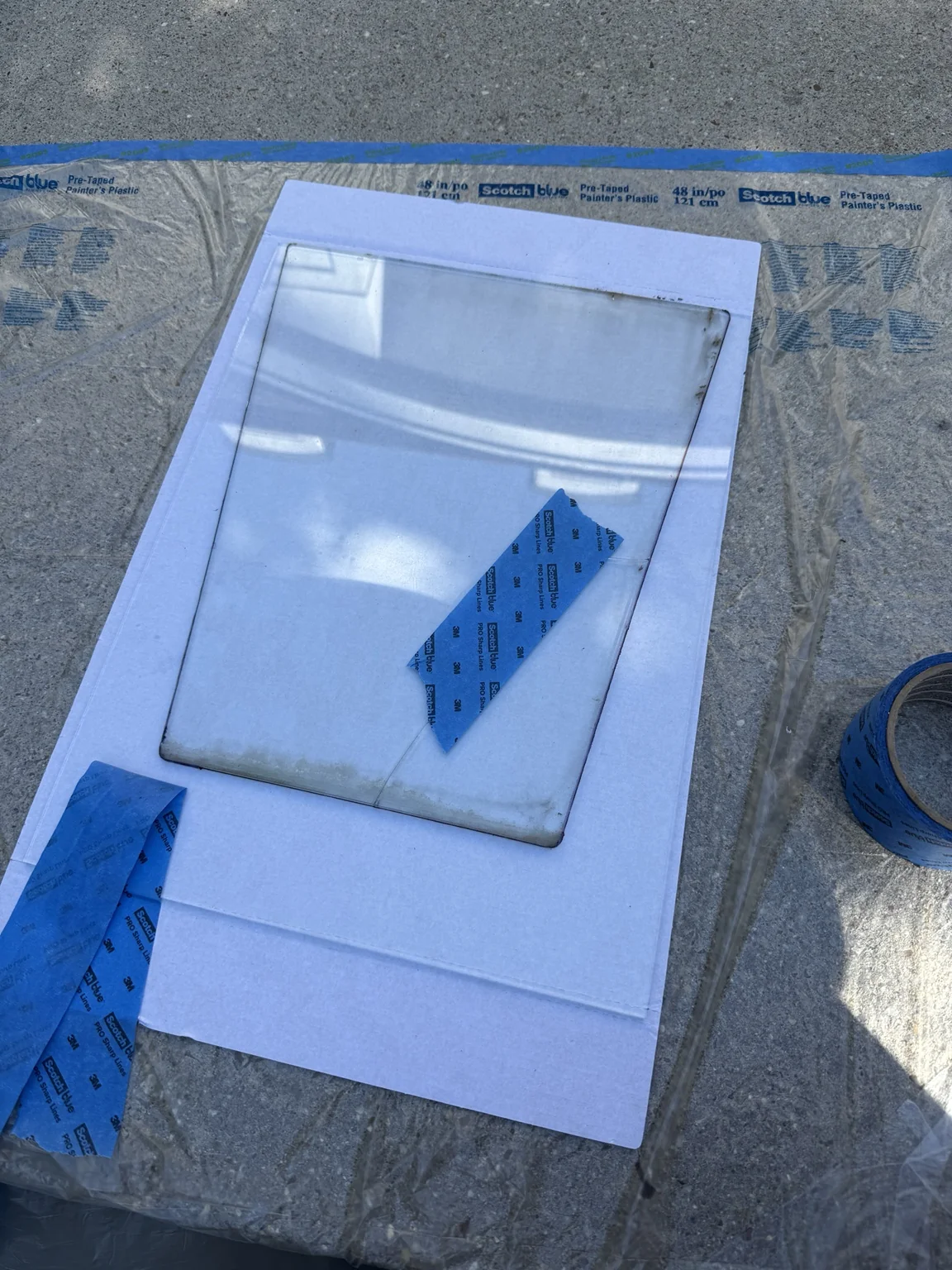 Glass panel template prepared for fabrication