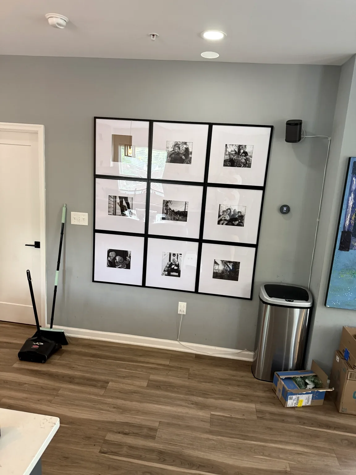 Large framed gallery wall installation