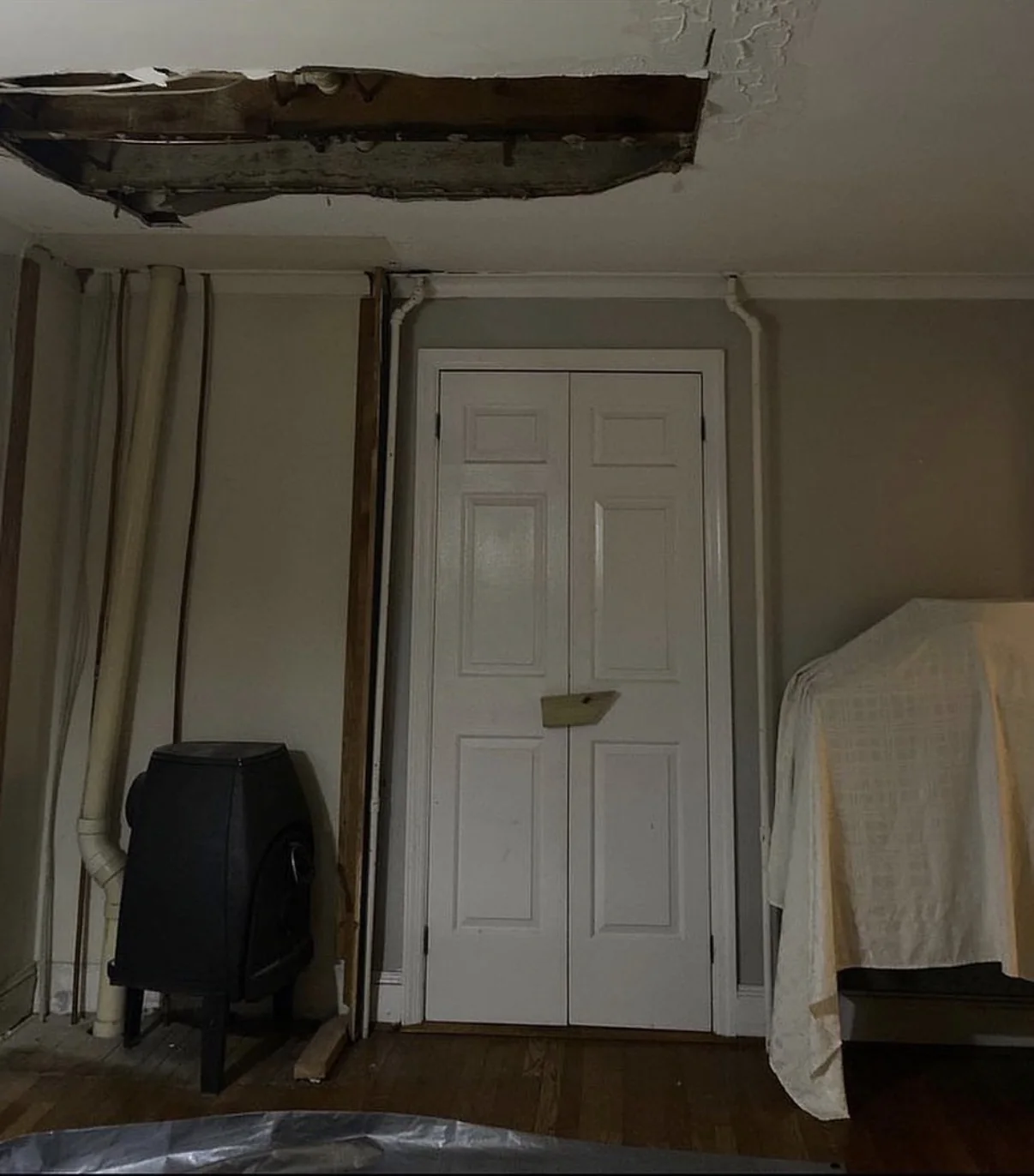 Room opened before rebuilding after water damage